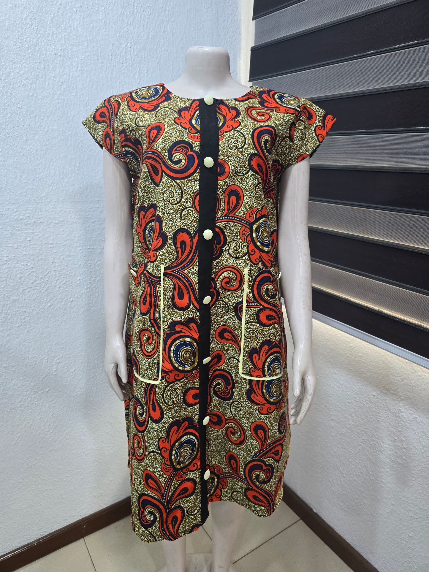 Grey & Orange Floral Button-Up Dress