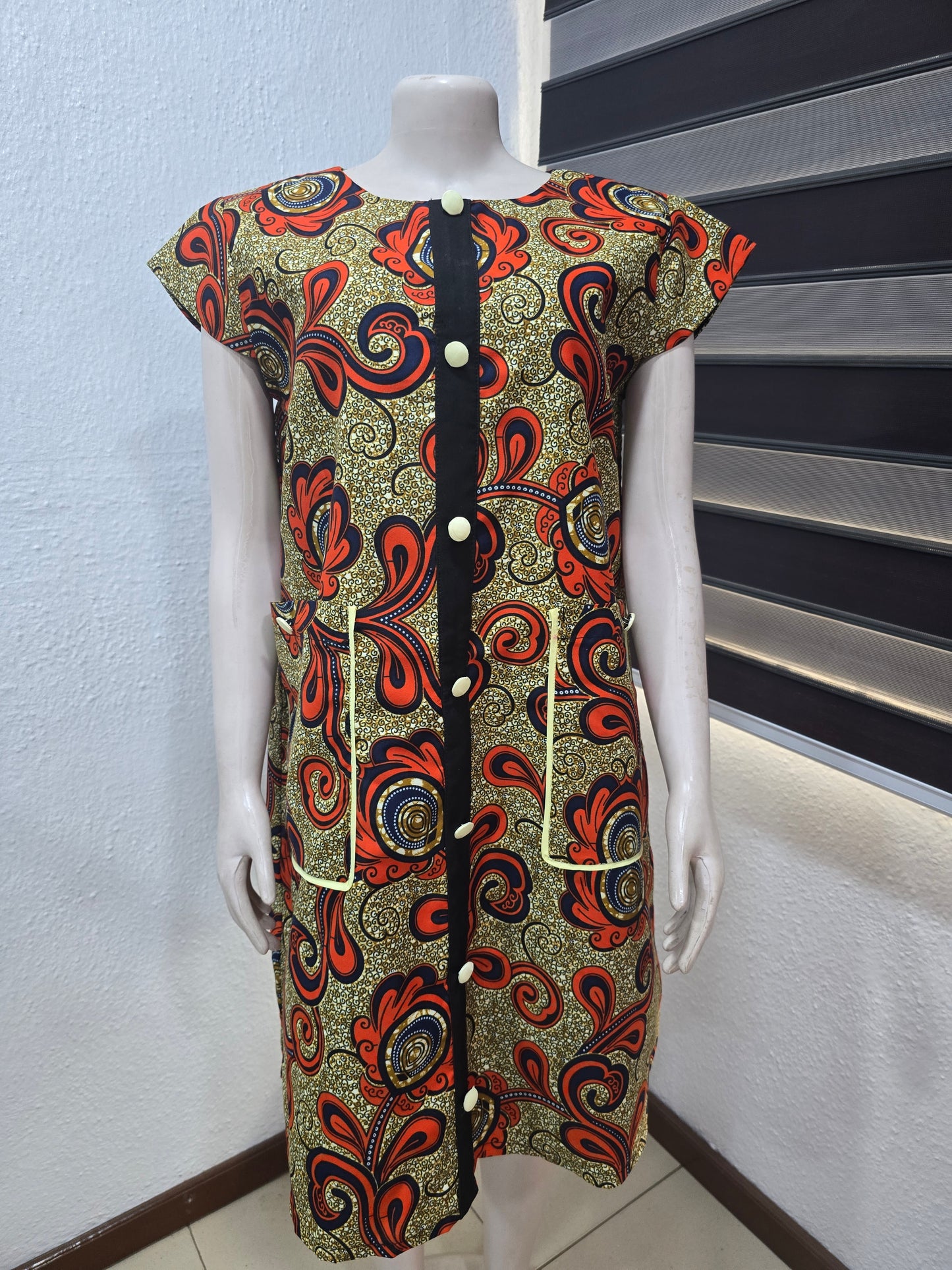 Grey & Orange Floral Button-Up Dress