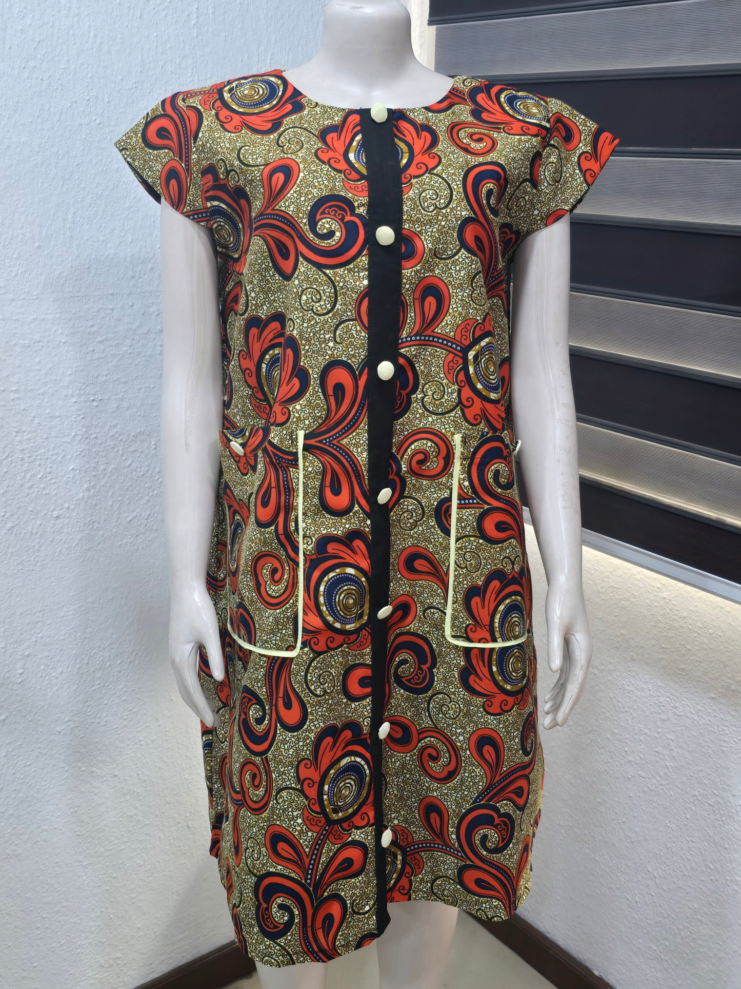 Grey & Orange Floral Button-Up Dress