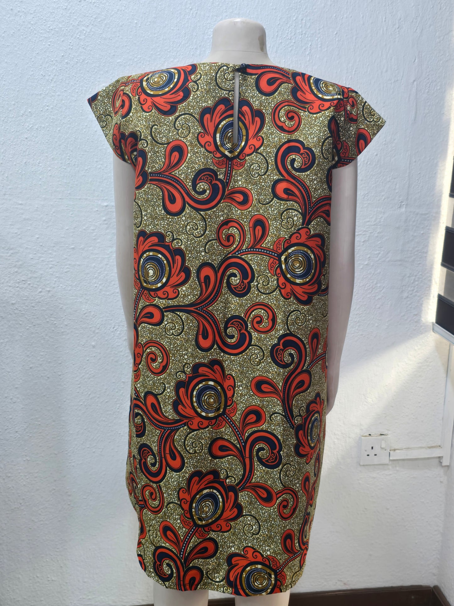 Grey & Orange Floral Button-Up Dress