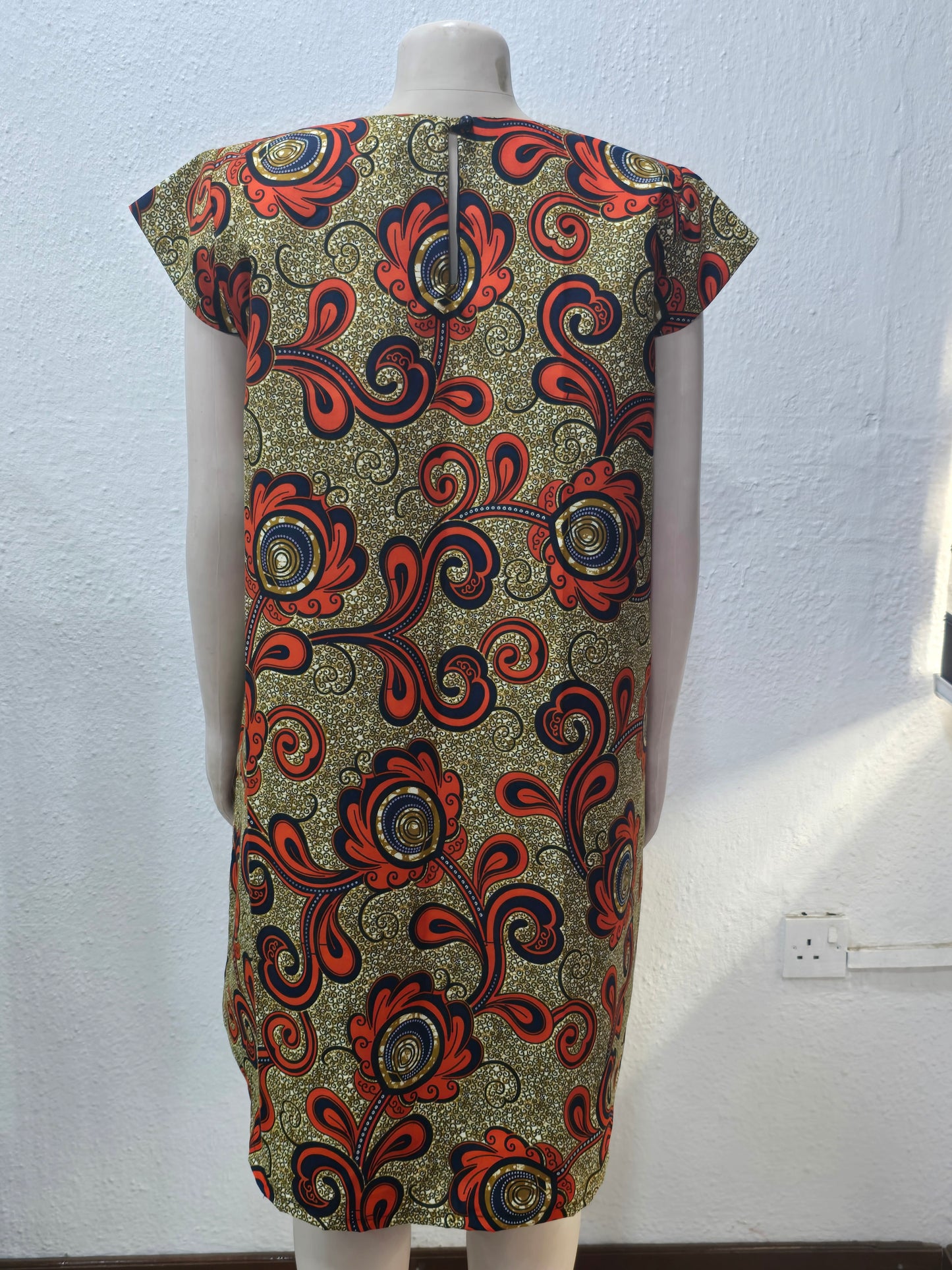 Grey & Orange Floral Button-Up Dress