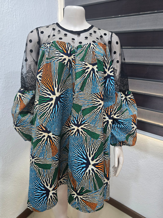 Polka Dot Lace Top Ankara Dress