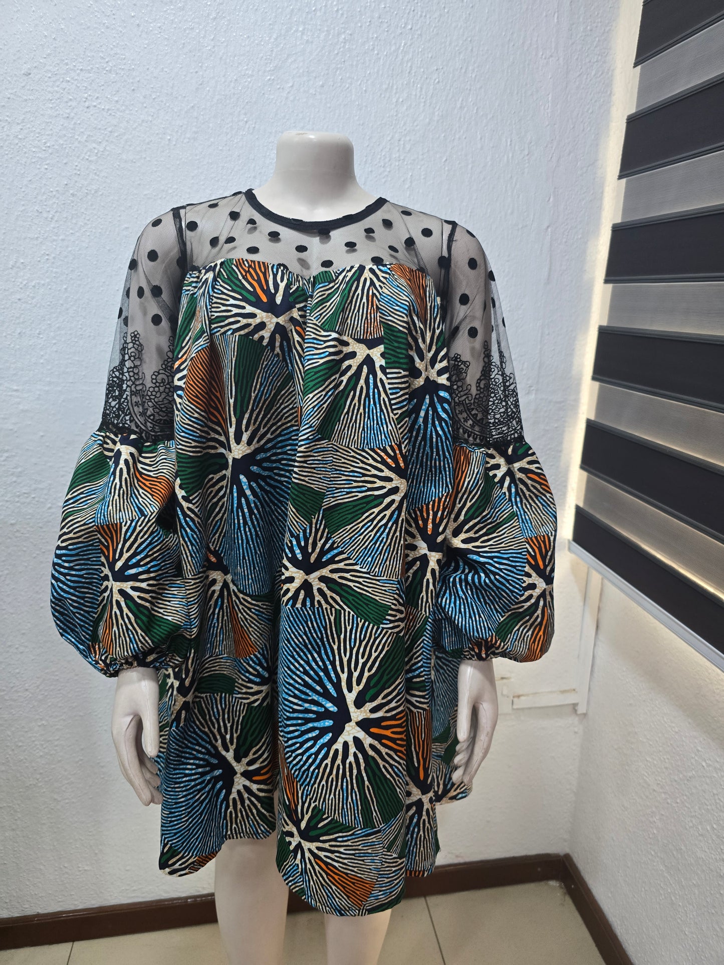 Polka Dot Lace Top Ankara Dress