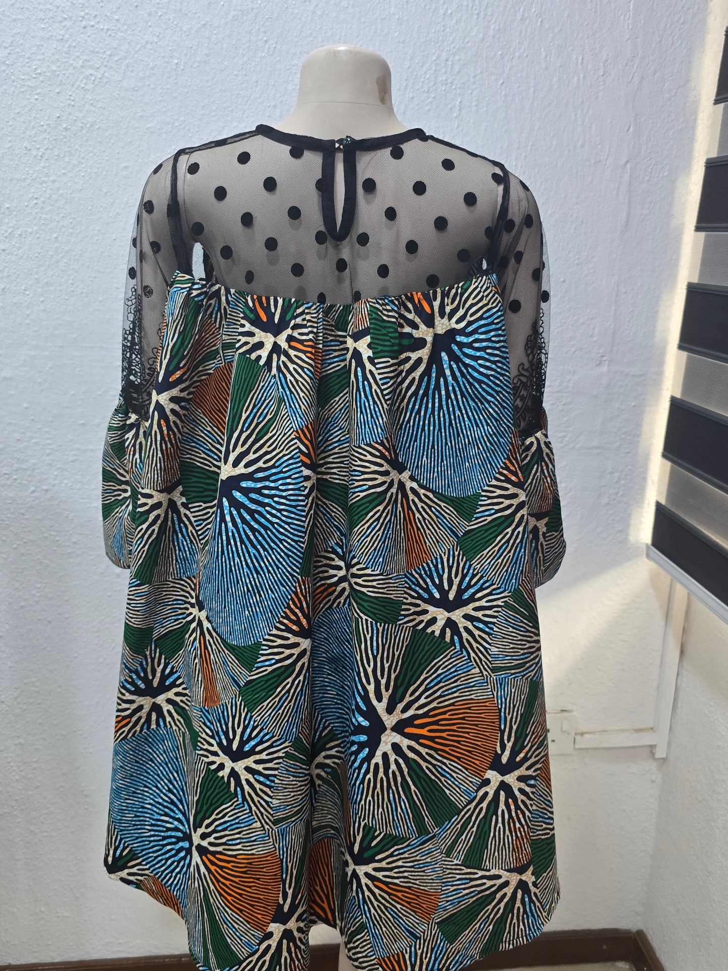Polka Dot Lace Top Ankara Dress