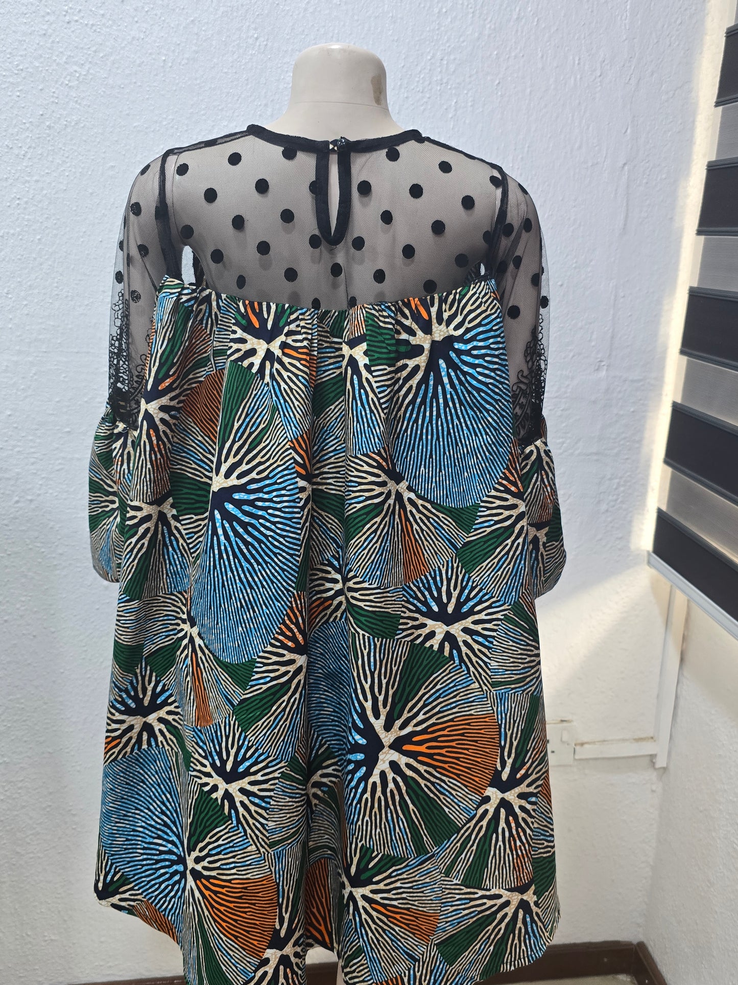 Polka Dot Lace Top Ankara Dress