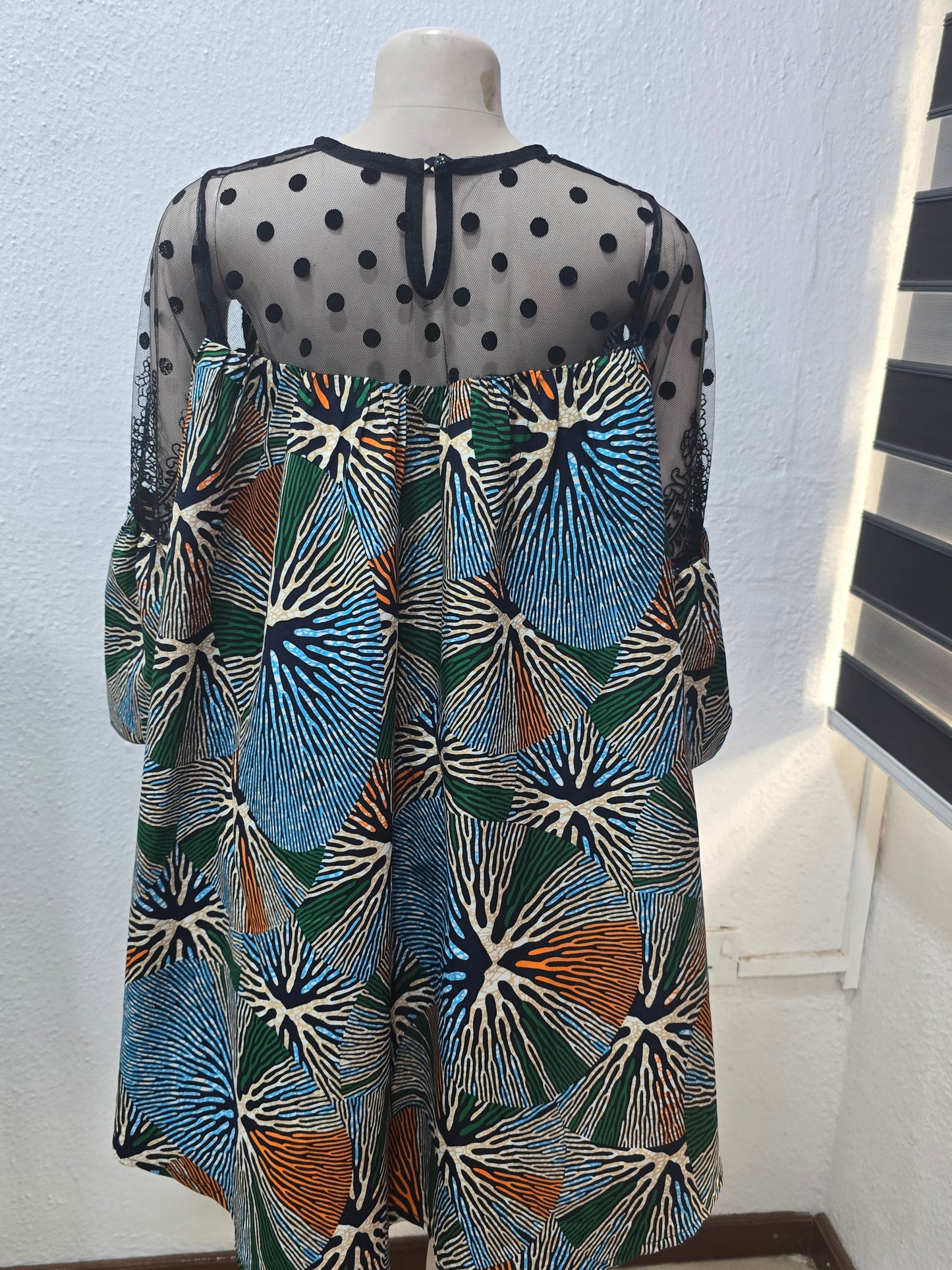 Polka Dot Lace Top Ankara Dress