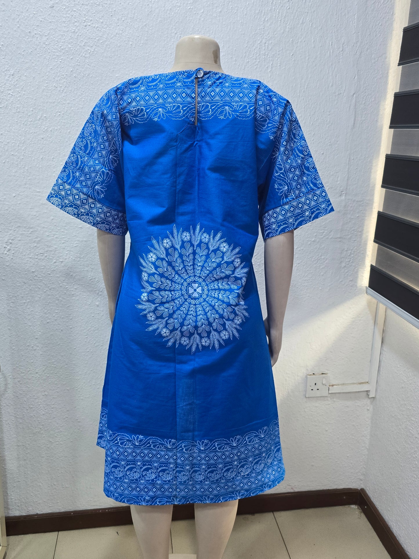 Blue With White Pattern Ankara Dress