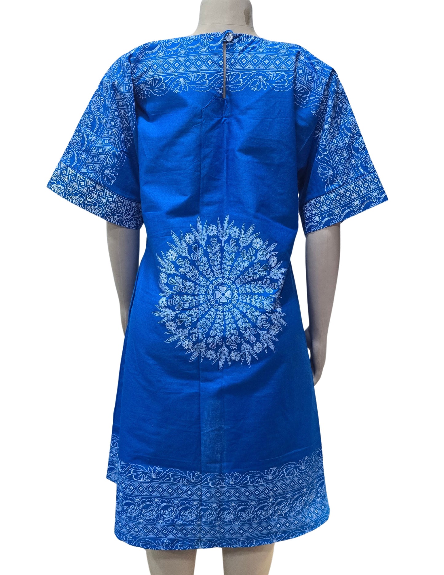 Blue With White Pattern Ankara Dress