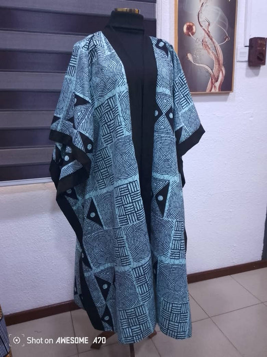 Blue and Black Pattern Kimono