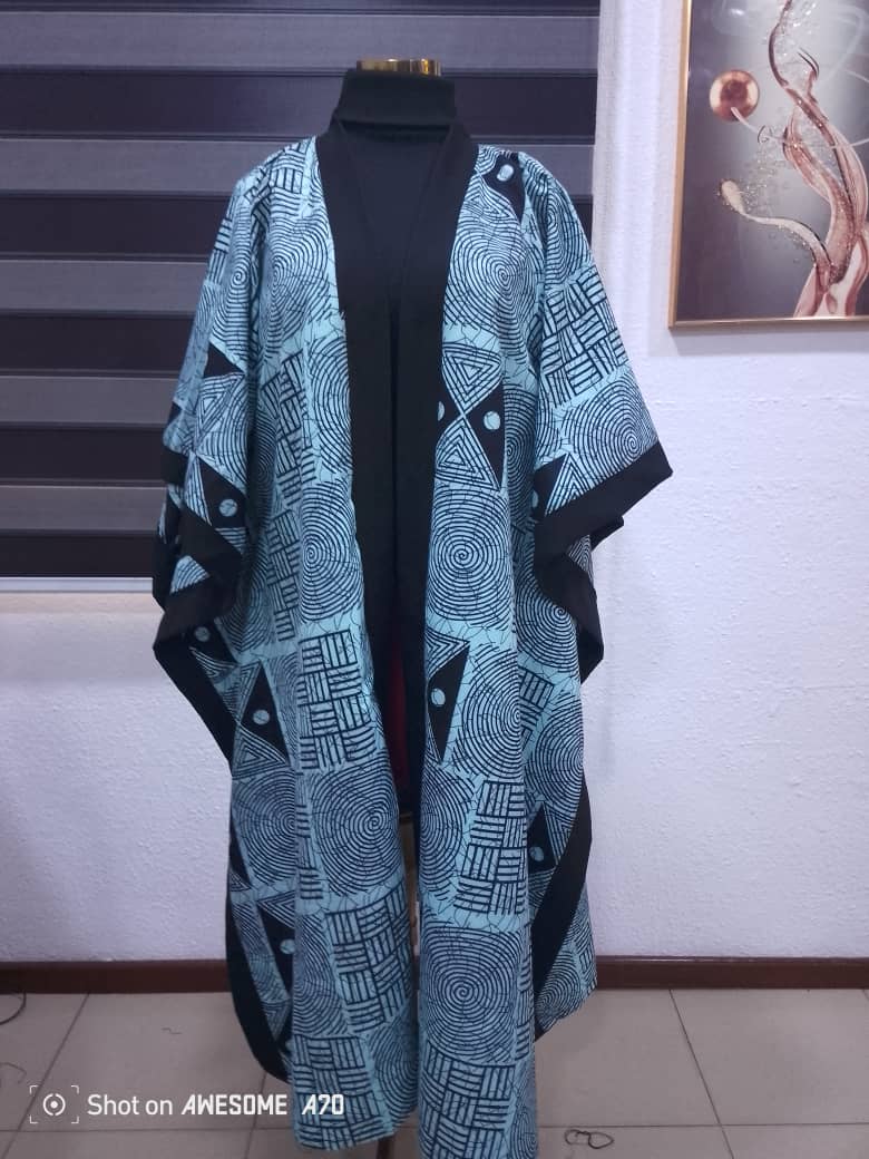 Blue and Black Pattern Kimono