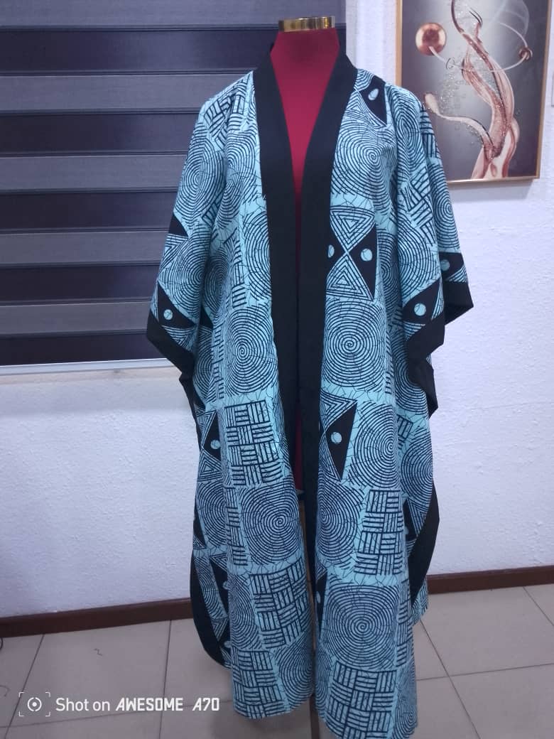 Blue and Black Pattern Kimono