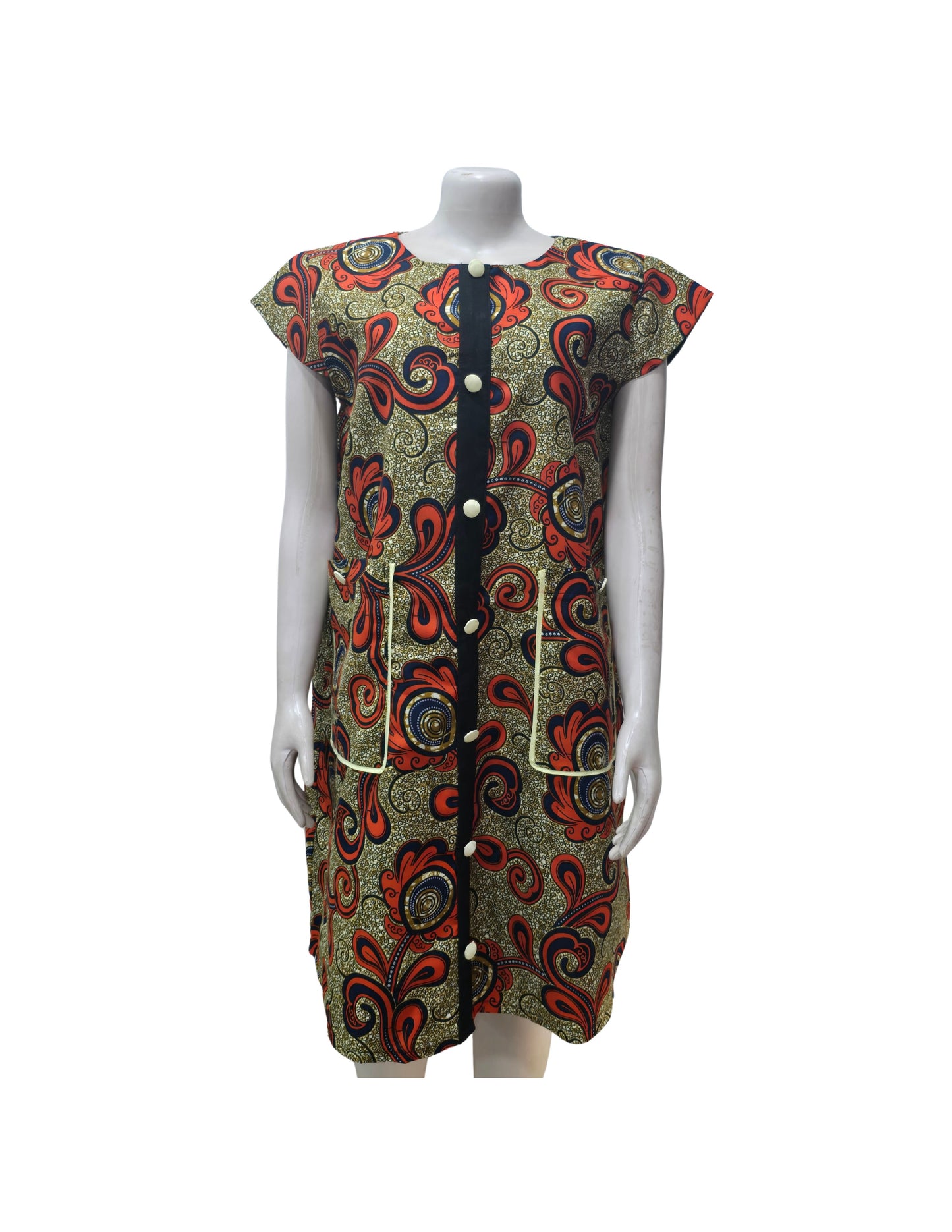 Grey & Orange Floral Button-Up Dress