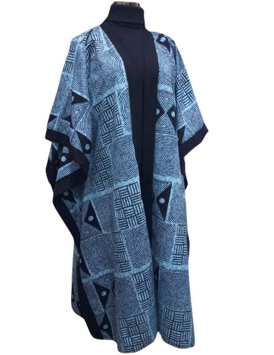 Blue and Black Pattern Kimono
