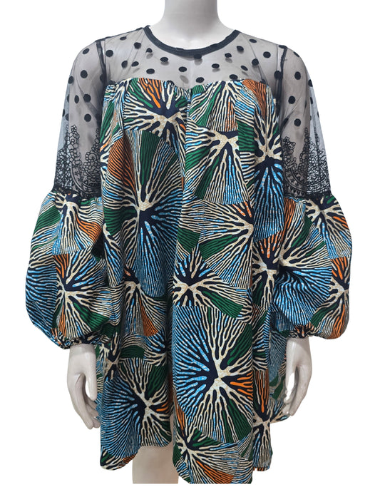 Polka Dot Lace Top Ankara Dress