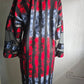 Red & Grey Adire Print with Net Sleeve