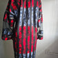 Red & Grey Adire Print with Net Sleeve