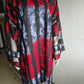 Red & Grey Adire Print with Net Sleeve
