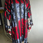 Red & Grey Adire Print with Net Sleeve