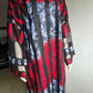 Red & Grey Adire Print with Net Sleeve