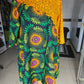 Yellow Pleated Cape Dress