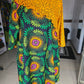 Yellow Pleated Cape Dress