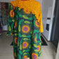 Yellow Pleated Cape Dress