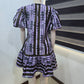 Flounced Hem Purple Ankara Cotton Dress