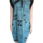 Blue and Black Ankara Line Pattern Print