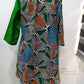 Green Pleated  Shoulder Dress