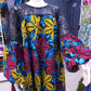 Black Lace Mesh Top on Floral Pattern Dress