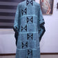 Blue and Black Pattern Kimono