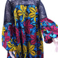 Black Lace Mesh Top on Floral Pattern Dress
