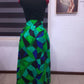 Green & Black Dice Maxi Skirt