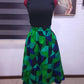 Green & Black Dice Maxi Skirt