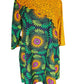 Yellow Pleated Cape Dress